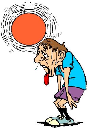 Man panting in the hot sun.